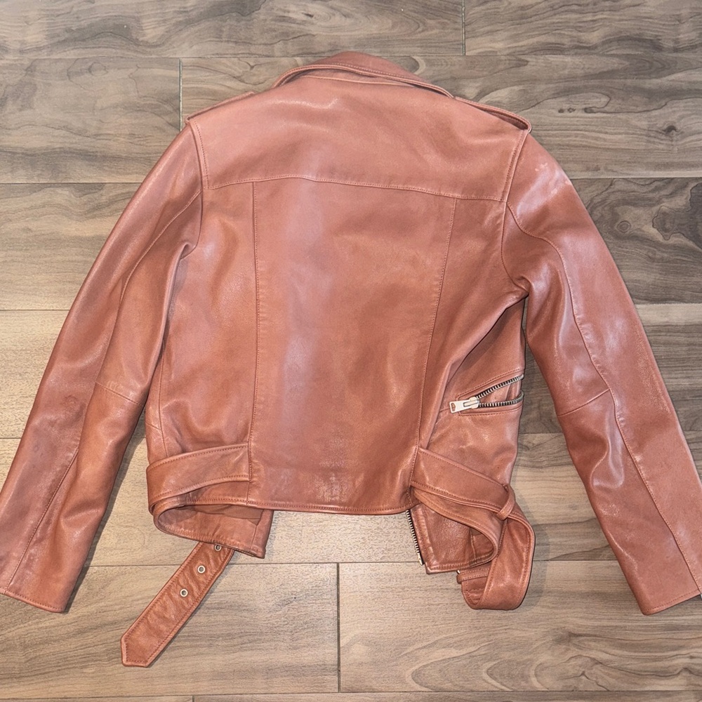 All Saints Rust Leather Jacket - Picture 4 of 4